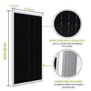 WEIZE 100 Watt 12 Volt Solar Panel, High Efficiency Monocrystalline PV Module WEIZE