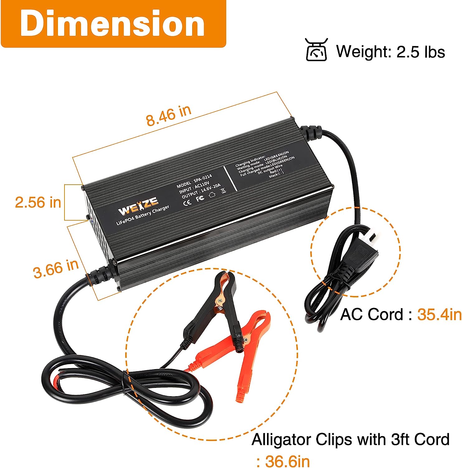 14.6V 20A LiFePO4 Battery Charger