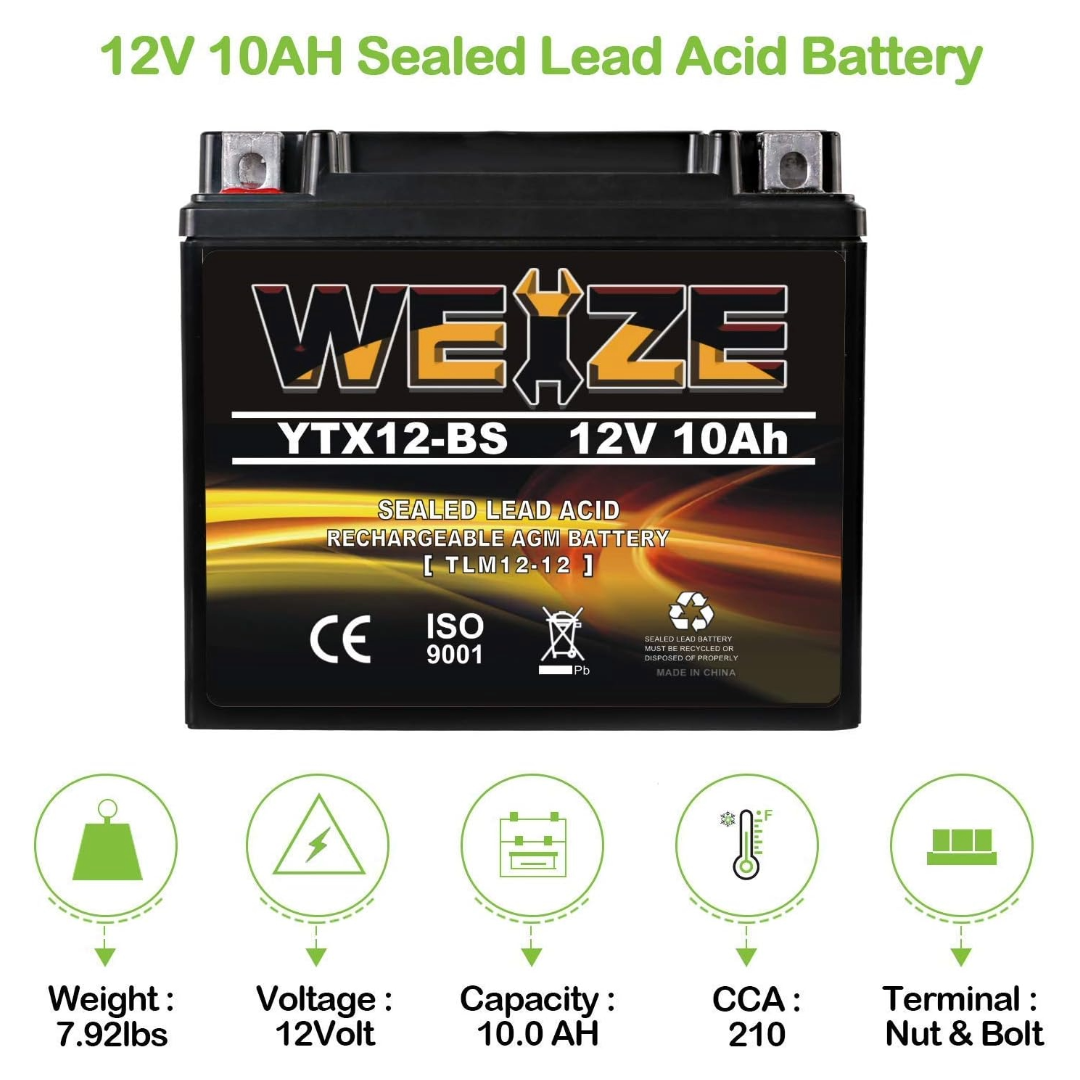 Weize Ytx12-bs 12V 10Ah High Performance Motorcycle Battery