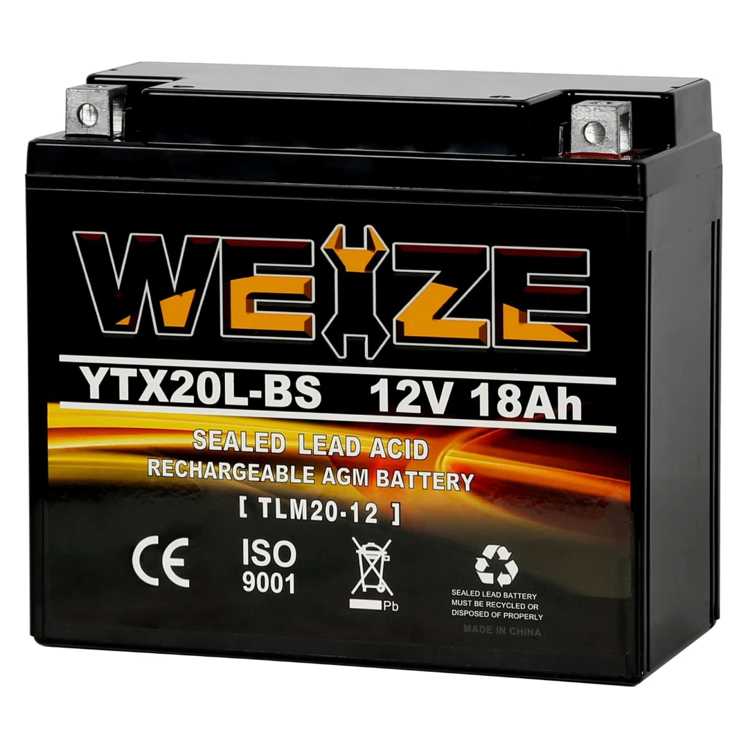 Weize YTX20L-BS 12V 18Ah High Performance Motorcycle Battery