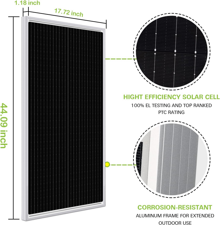 12V 200W Solar Panel Kit ( 2Pcs of 12V 100W ) Starter Kit High Efficiency Monocrystalline WEIZE