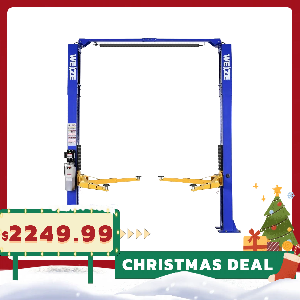 WEIZE 10000lbs 2 Post Car Lift with Double Point Release, 2 Post Overhead Auto Truck Tractor Lift for Repair Store