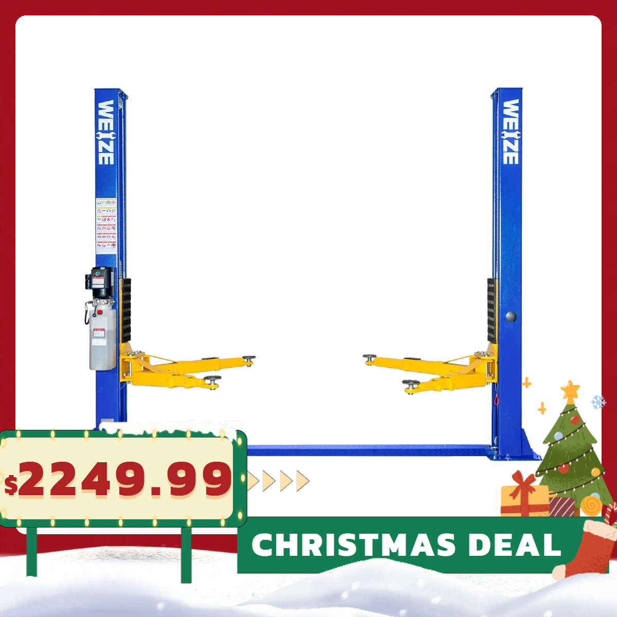 WEIZE 2 Post Automotive Lift, 11000 lbs Capacity with 220V 3HP Motor and Double Point Lock Release