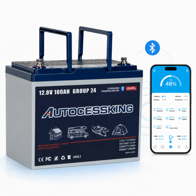 12V 100Ah Group 24 Bluetooth LiFePO4 Lithium Deep Cycle Battery