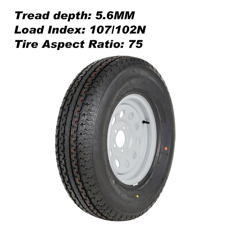 ST205/75R15 205 75R15 Radial Trailer Tire with Rim, 8-Ply Load Range D (2-Pack) WEIZE