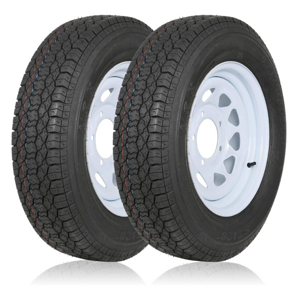 ST175/80D13 Trailer Tire with 13" Rims, 175 80D13, 5 Lug on 4.5", 6PR, Load Range C (2-Pack) WEIZE