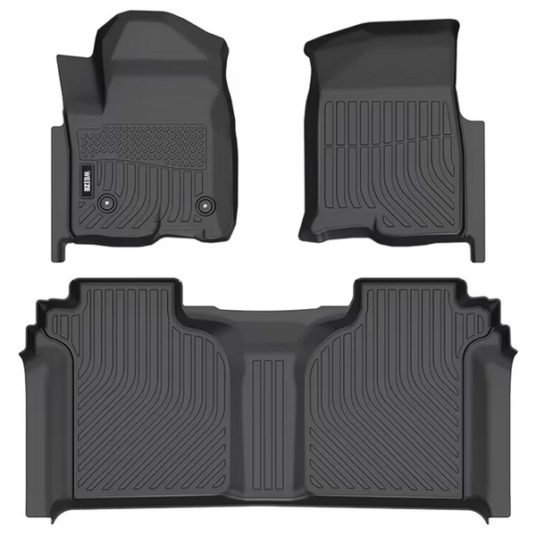 WEIZE Floor Mats Fit for 2019-2024 Chevrolet Silverado 1500/GMC Sierra 1500 & 2020-2024 Chevy Silverado/GMC Sierra 2500HD/3500HD Crew Cab (Rear Row with Carpeted Under-seat Storage), TPE Floor Liner WEIZE