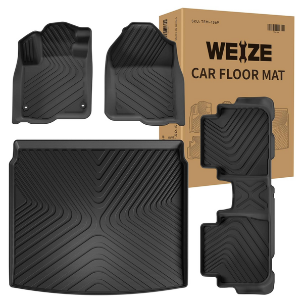 WEIZE Floor Mats for Honda CRV 2024 2023 Honda CR-V Hybrid All Weather Floor Mats with Cargo Liner Full Set, Set of 4 Mats WEIZE