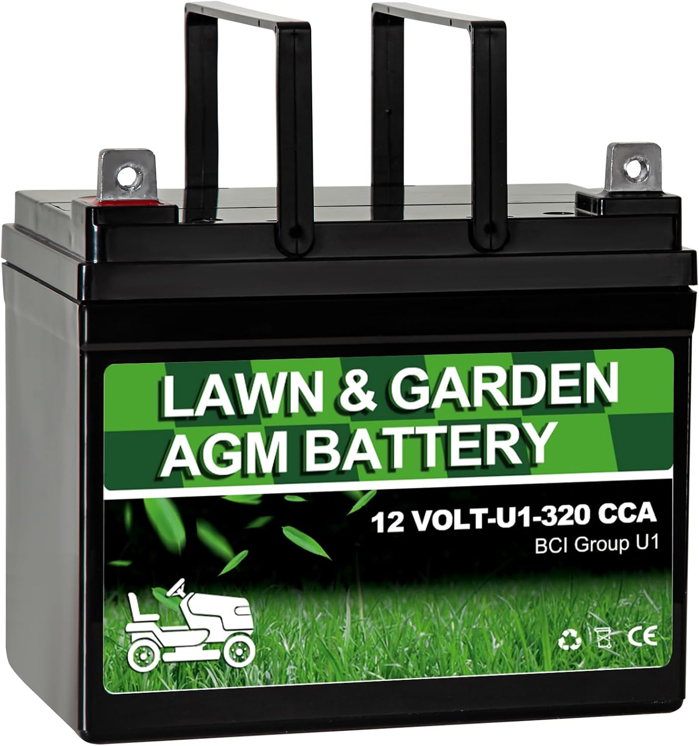 12V 320 CCA AGM Lawn & Garden Battery – Group U1 SLA Rechargeable Starting Battery for Mowers, Tractors, Lawn Equipment – Compatible with John Deere, Toro, Cub Cadet, Craftsman