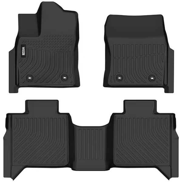 WEIZE Floor Mats Fit for Toyota Tundra (Only for CrewMax Cab) 2022-2024 TPE All Weather Custom Fit Floor Liner, 1st and 2nd Row Full Set Car Mats WEIZE