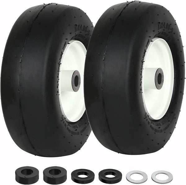 11x4.00-5 Tire and Wheel with Tube, 3.4"-4"-4.5"-5" Centered Hub, 3/4" Bushing, 11x4-5 Lawn Mower Tractor Turf Tire, 300lbs Capacity, Set of 2 WEIZE