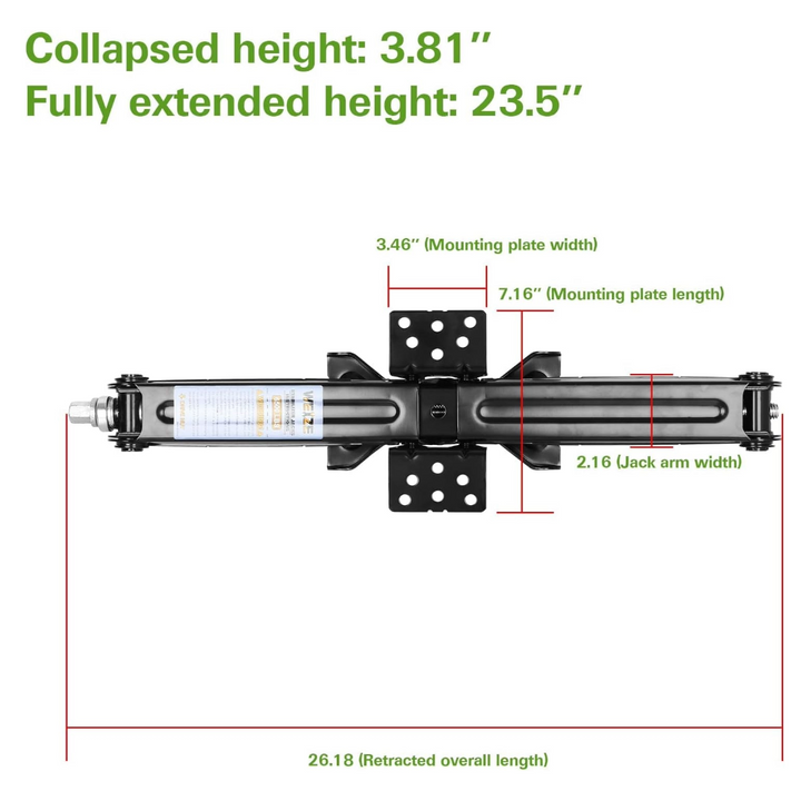 24" 6500lbs Camper RV Trailer Stabilizer Leveling Scissor Jacks with Handle - Set of 2 WEIZE