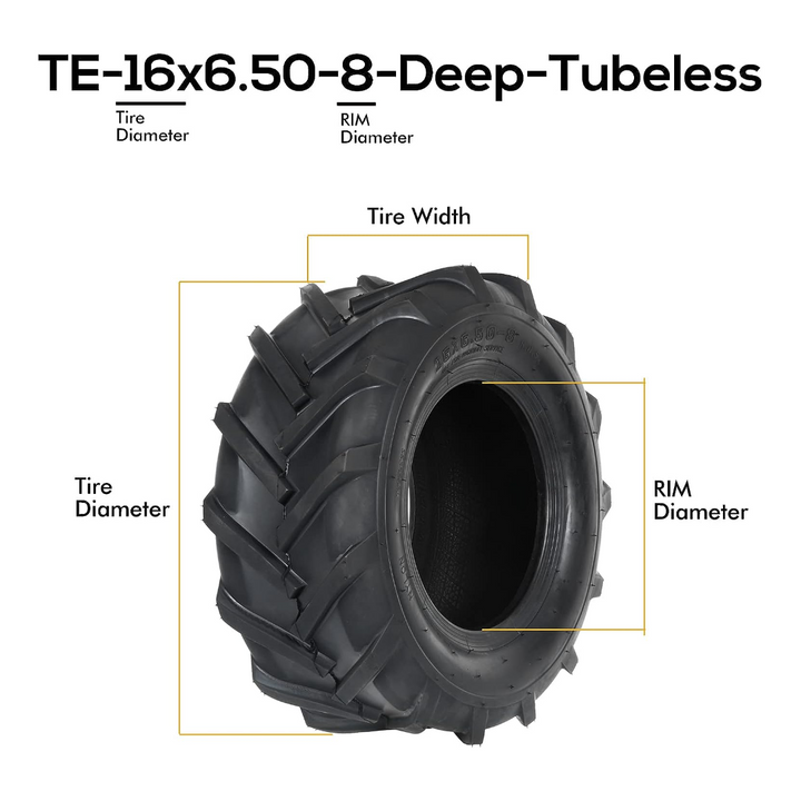 2 PCS 16x6.50-8 Super Lug Tractor Trencher Tire, 16x6.50-8 Farm AG Tire for Lawn & Garden Tire, 4PR, Tubeless WEIZE