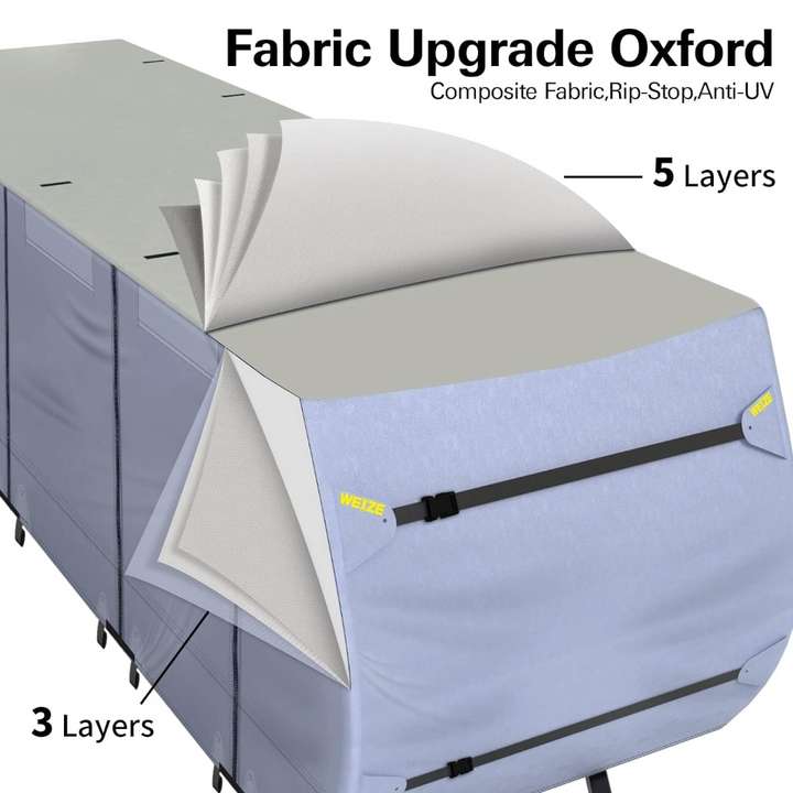 Weize Travel Trailer RV Cover - 5 Layers 300D Oxford Camper Cover，Suitable for 31'1''-34' Motorhomes, with Tire Cover，Waterproof and Anti-UV WEIZE