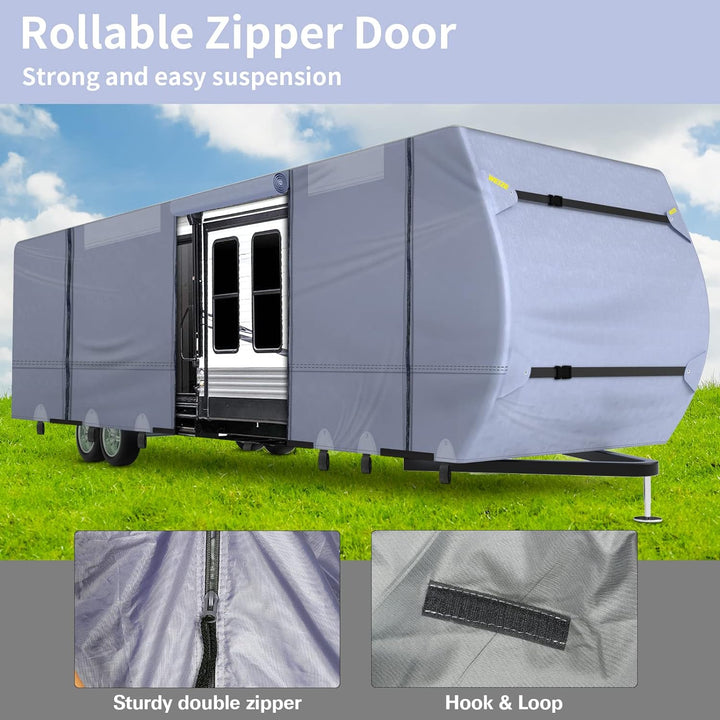 Weize Travel Trailer RV Cover - 5 Layers 300D Oxford Camper Cover，Suitable for 26'1''-29' Motorhomes, with Tire Cover，Waterproof and Anti-UV WEIZE