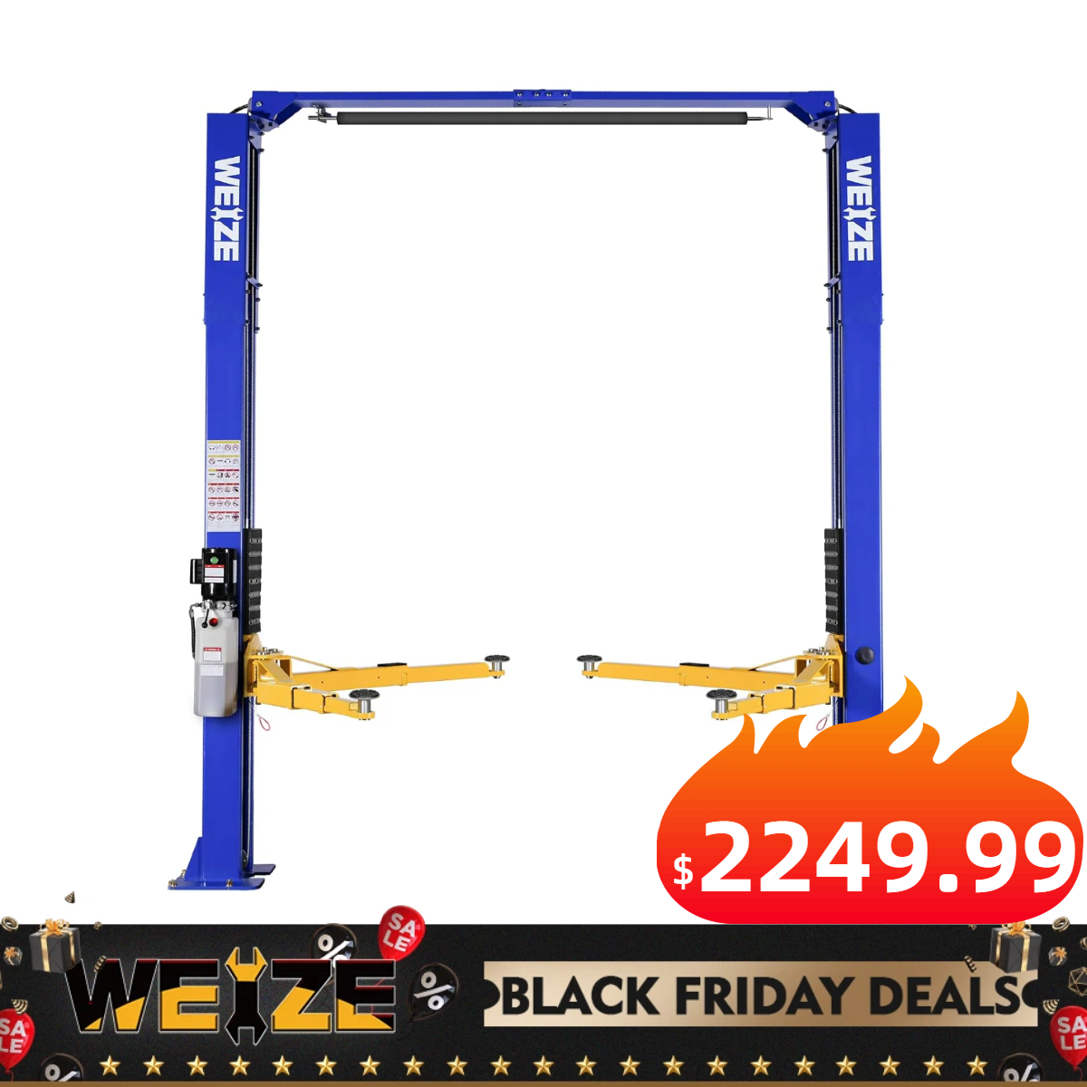 WEIZE 10000lbs 2 Post Car Lift with Double Point Release, 2 Post Overhead Auto Truck Tractor Lift for Repair Store