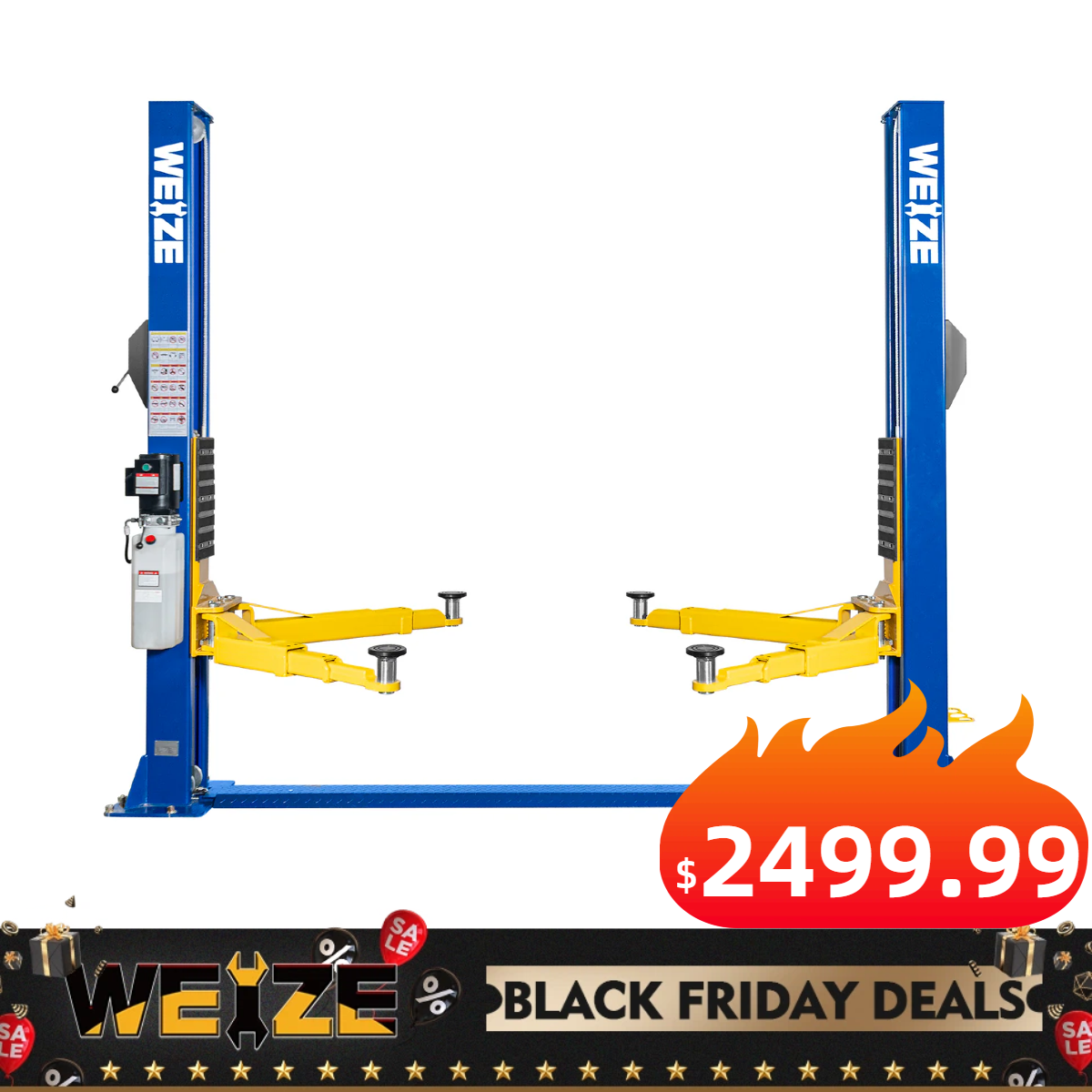 WEIZE 2 Post Automotive Car Lift, 12000 lbs Capacity, 220V 4HP Powerful Motor with Single Point Lock Release