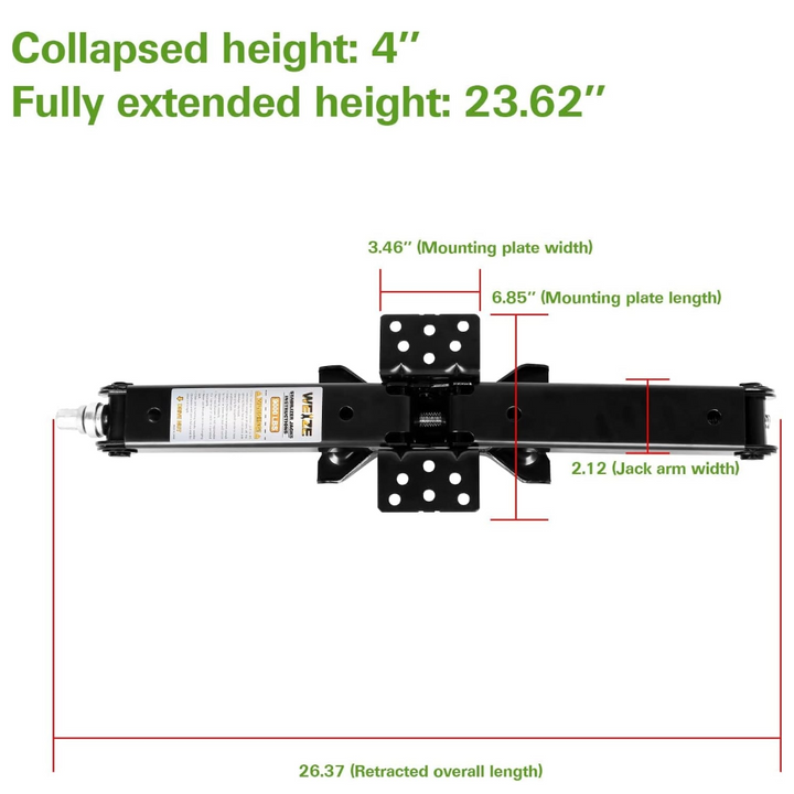 Weize RV Trailer Camper Stabilizer Leveling Scissor Jacks with Handle 24" 9000lbs Set of 4 WEIZE