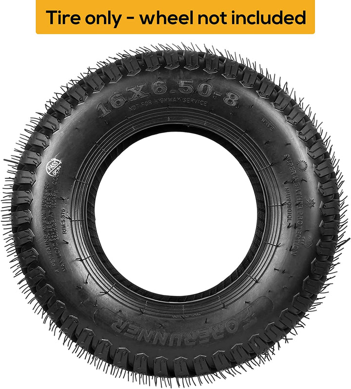 16x6.50-8 Lawn Mower Tire, 16x6.5-8 Tractor Turf Tire, 4 ply Tubeless, 620lbs Capacity, Set of 2 WEIZE