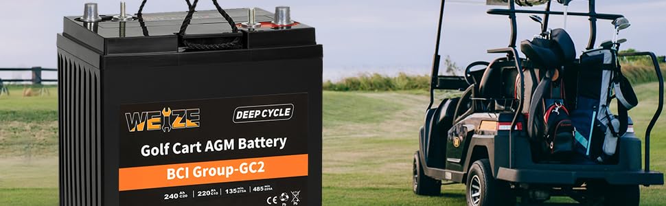 Golf Cart Battery, 6V 240ah BCI Group GC2 Deep Cycle AGM Battery – WEIZE