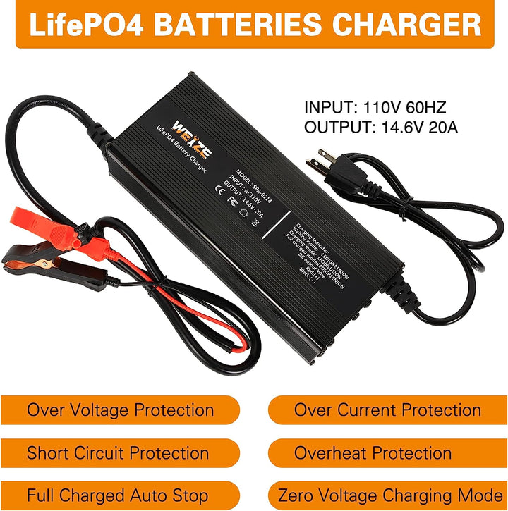 Lithium Battery Charger 12V-12.8V-14.6V 10A LiFePO4