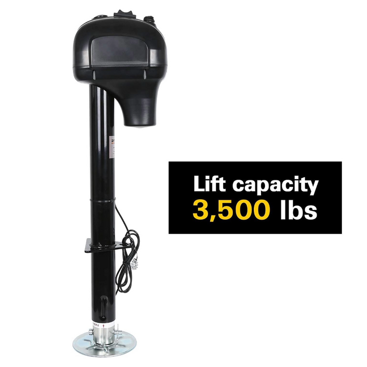 3500 Lbs. Power Tongue Jack, Heavy Duty Electric Trailer Jack with 600D Polyester Protective Cover, 23-5/8" Lift, 12V DC WEIZE