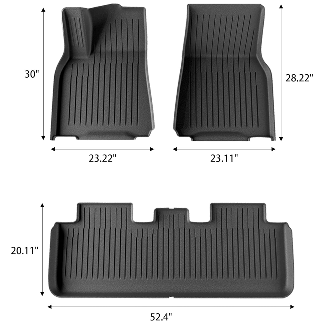 WEIZE Floor Mats Compatible with 2021-2023 2024 Tesla Model Y 5 Seats, All Weather TPE Waterproof Anti-Slip Cargo Liners Accessories, Custom fit Front & Rear Full Set Car Mats WEIZE