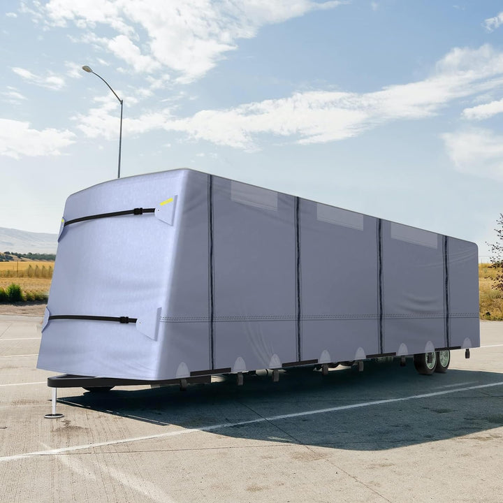 Weize Travel Trailer RV Cover - 5 Layers 300D Oxford Camper Cover，Suitable for 31'1''-34' Motorhomes, with Tire Cover，Waterproof and Anti-UV WEIZE