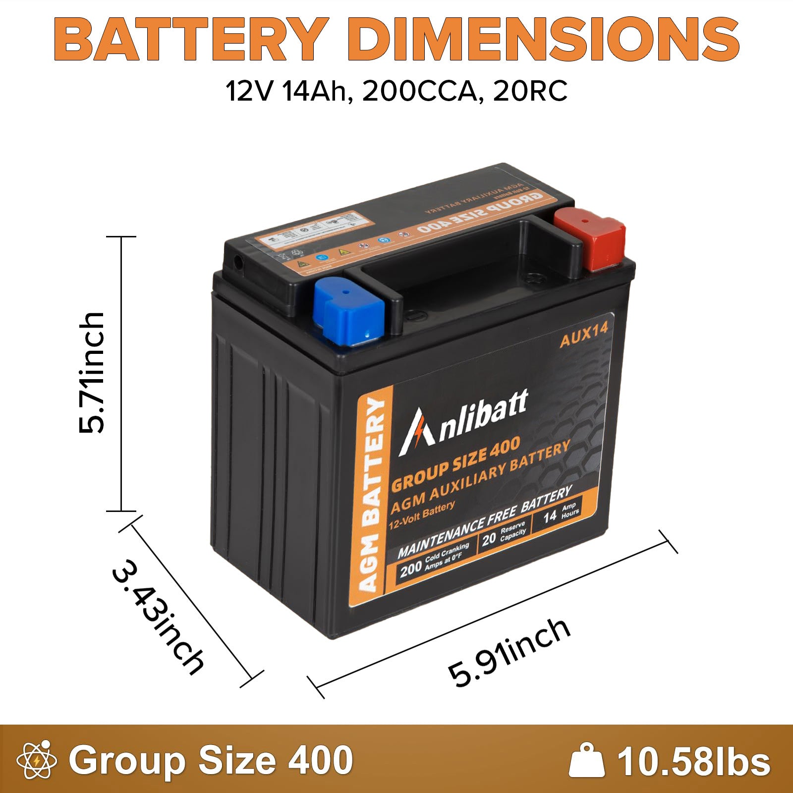Car Battery Anlibatt Platinum AGM, 12V 14Ah Group 400 | Top Choice – WEIZE