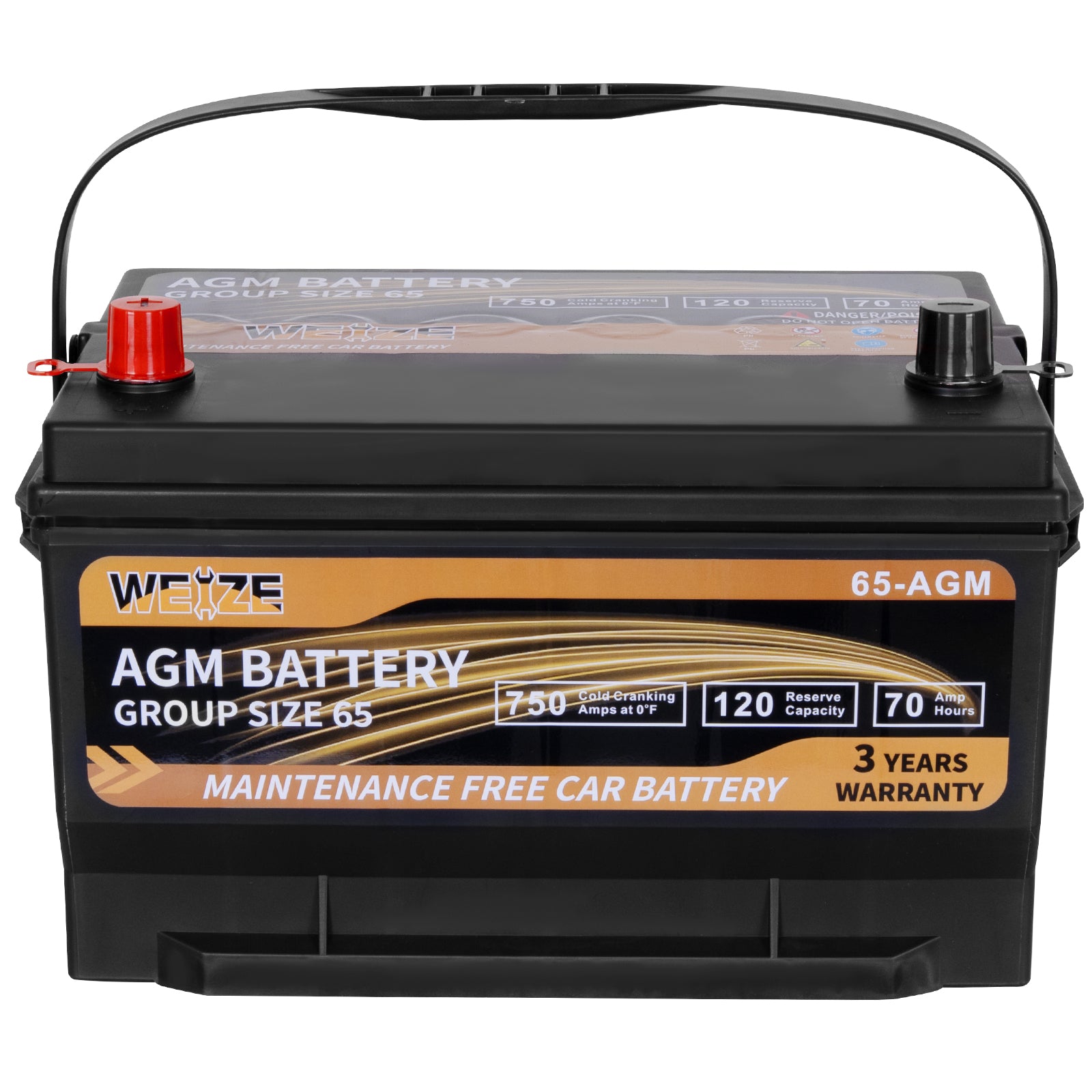 Weize Platinum AGM Battery BCI Group 65 Automotive Battery, 12V 70ah, 120RC, 750CCA, 36 Months Warranty, Replacement for Car, SUV
