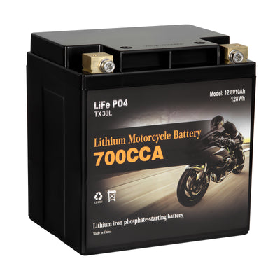 YTX30L-BS Lithium Battery, 700A LiFePO4 Motorcycle Battery, 12V 10AH ATV, UTV, Jet Ski, Scooter, Lawn Mower, Tractor, Generator, Built-in Smart BMS
