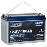 WEIZE 12V 100Ah Group 31 Bluetooth LiFePO4 Battery, Low Temp Protection for Trolling Motors, RV, Marine & Solar