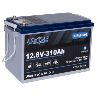 WEIZE 12V 310Ah Bluetooth LiFePO4 Deep Cycle Lithium Battery