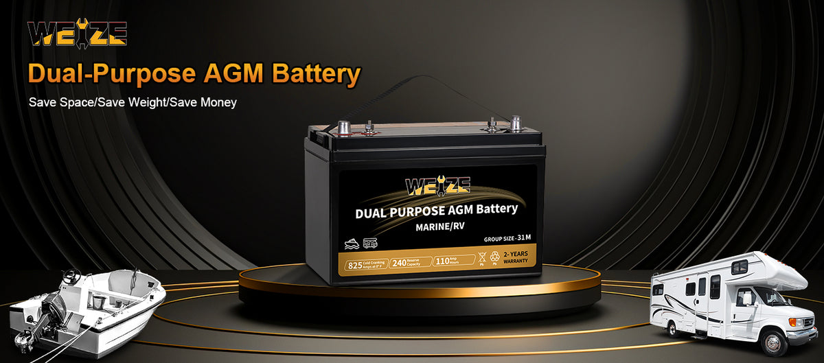 AGM Battery: 12V 110AH Group 31M | Starter & Deep Cycle, Marine & RV ...