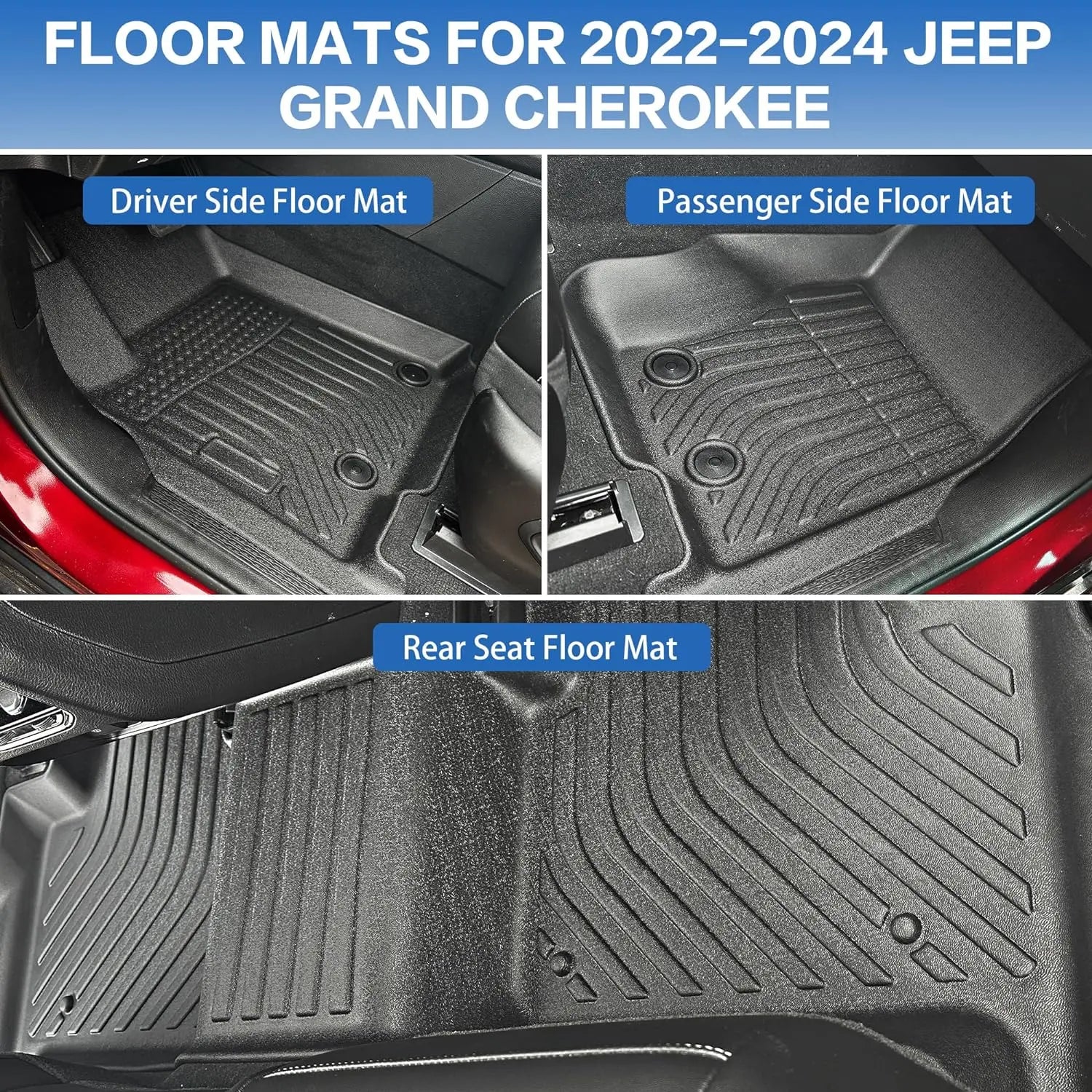 Floor Mats Fit for Jeep Grand Cherokee 2022 2023 2024 All Weather TPE WEIZE
