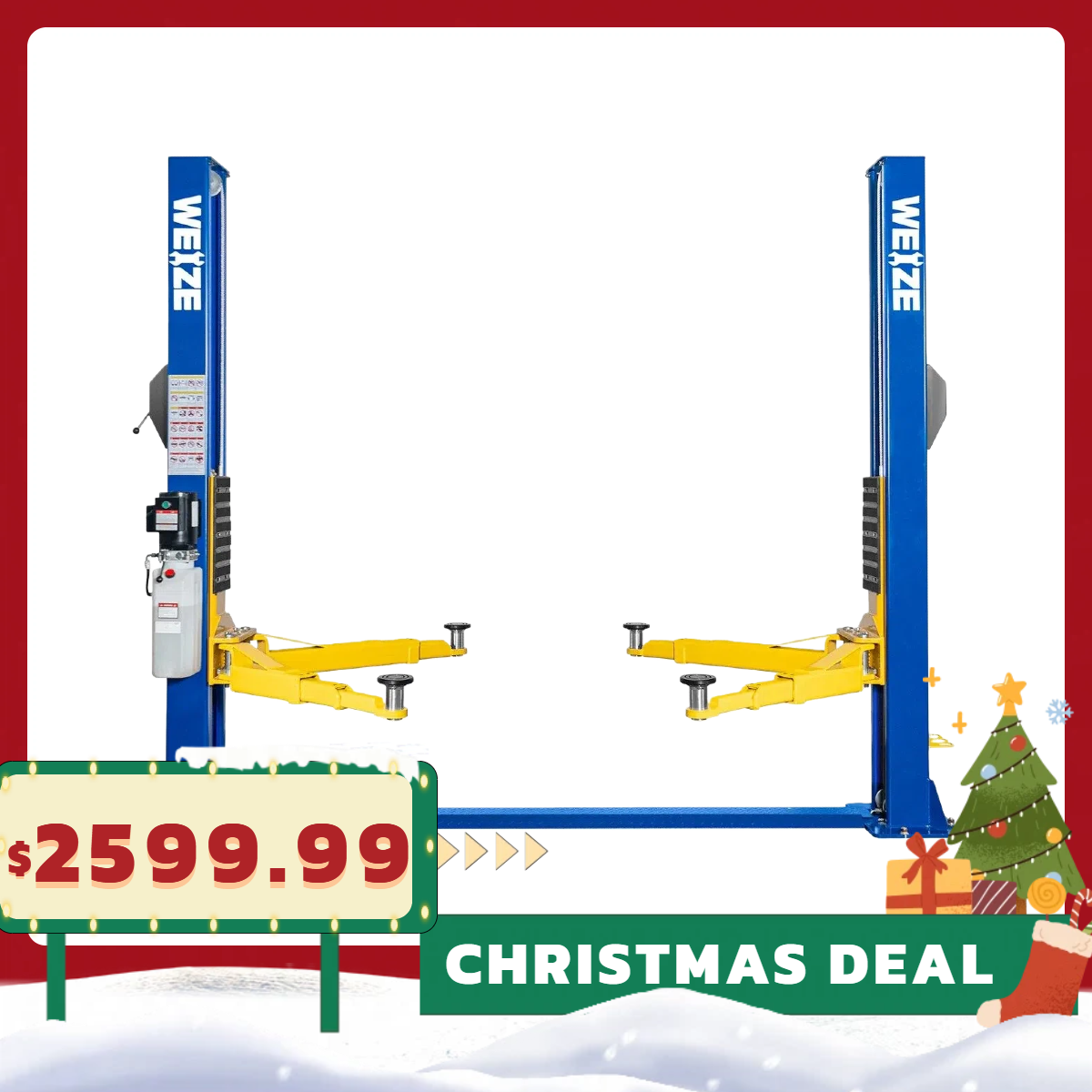 WEIZE 2 Post Automotive Car Lift, 12000 lbs Capacity, 220V 4HP Powerful Motor with Single Point Lock Release