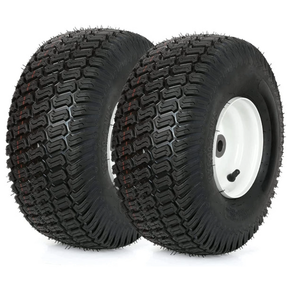 15x6.00-6 Lawn Mower Tires with Rim, 3" Offset Hub, 3/4" Bushing, 4 Ply Tubeless, 15x6-6 Tractor Turf Tire, 570lbs Capacity, Set of 2 WEIZE