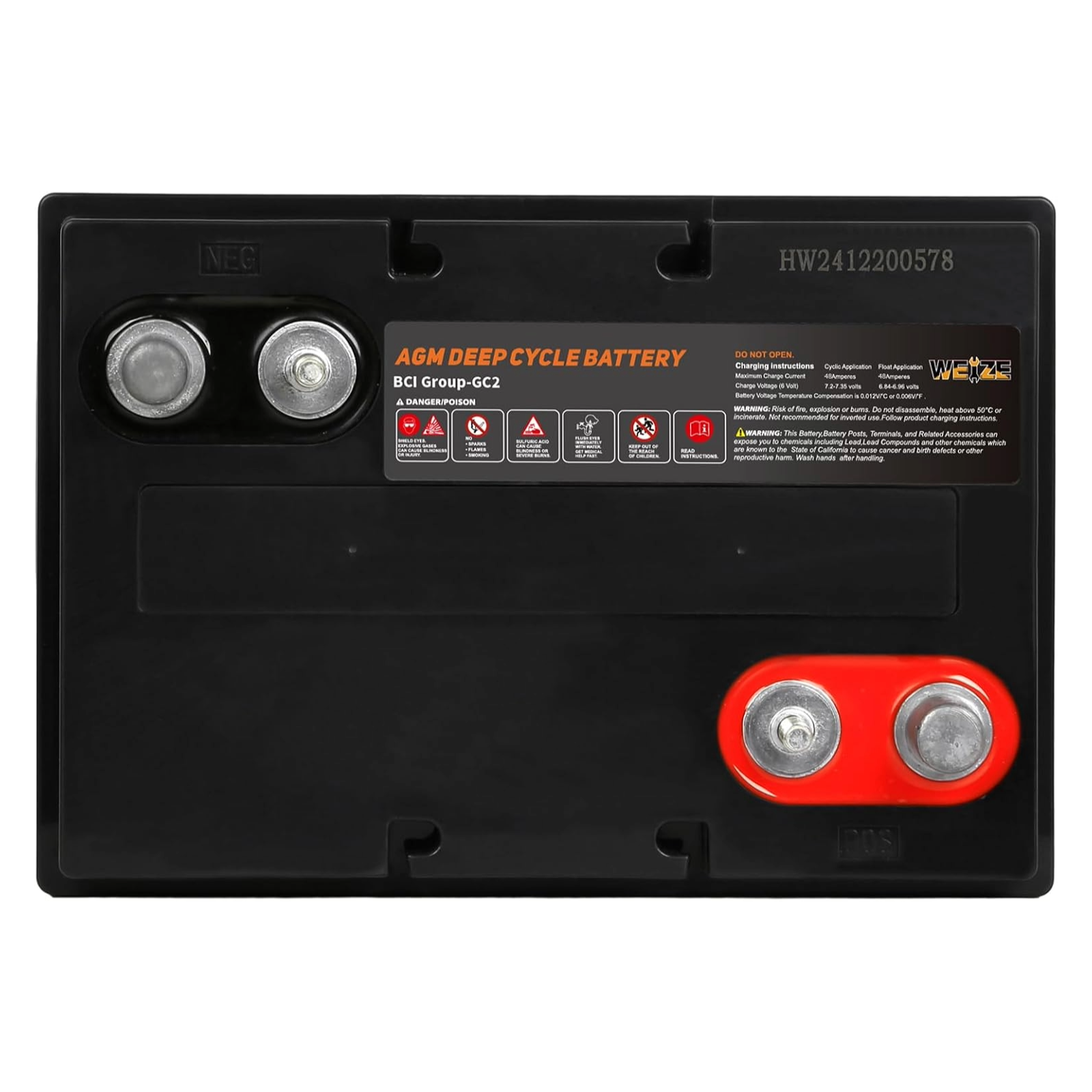 Gc2 Battery Golf Cart Battery, 6V 240ah BCI Group GC2 Deep Cycle AGM Battery – WEIZE