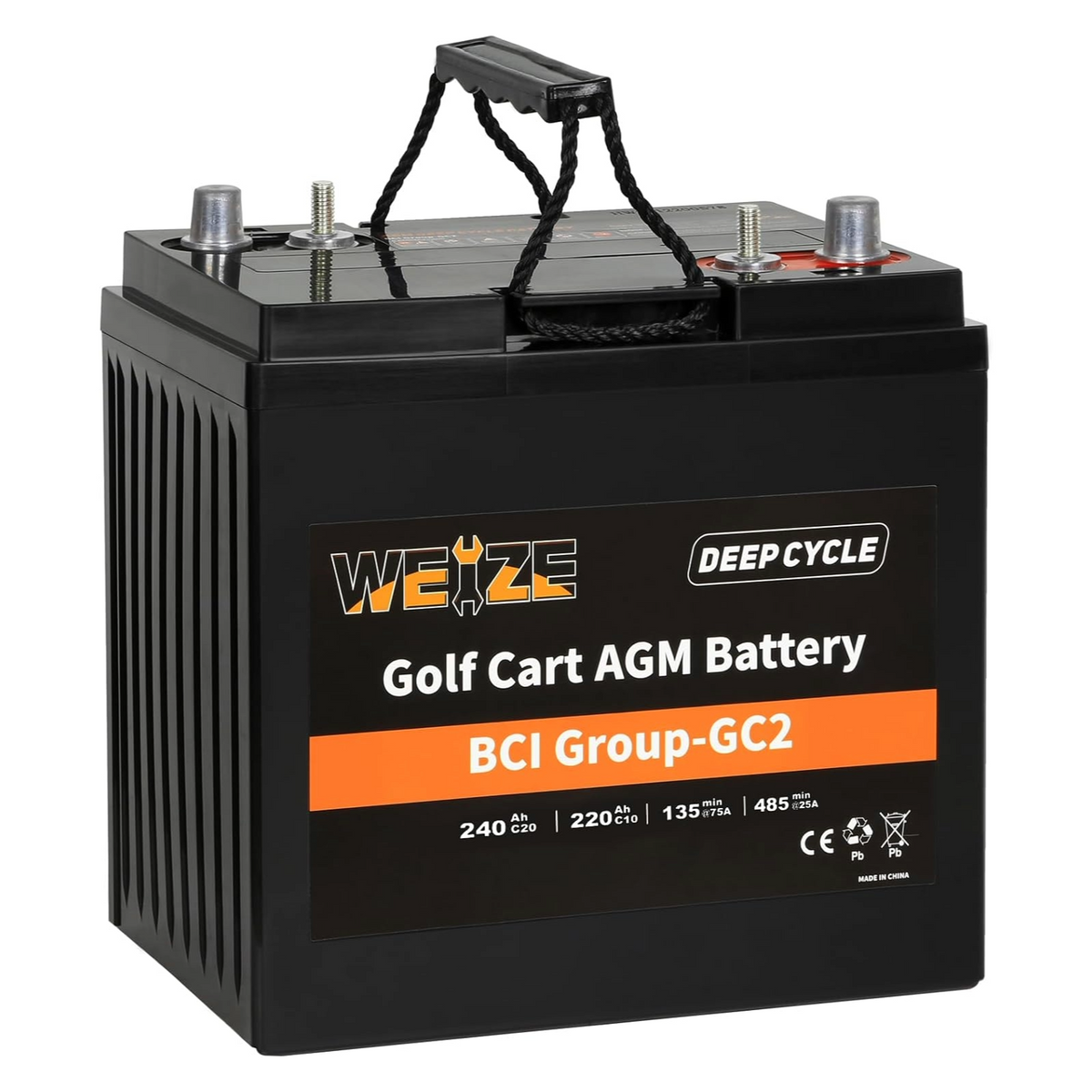 Gc2 Battery Golf Cart Battery, 6V 240ah BCI Group GC2 Deep Cycle AGM Battery – WEIZE