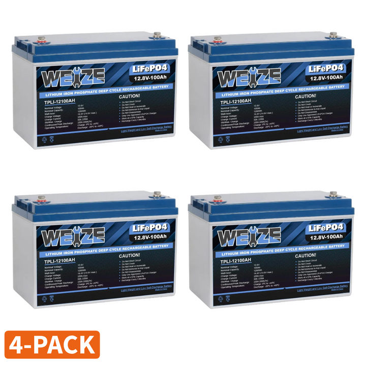 WEIZE 12V 100Ah 1280Wh LiFePO4 Lithium Battery WEIZE