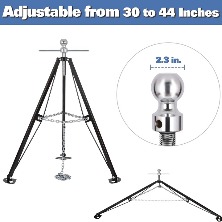 Durable Gooseneck Tripod Stabilizer for Trailer or 5th Wheel, Adjustable from 30" to 44", 7500lb Load Capacity, 2 5/16-inch Ball WEIZE