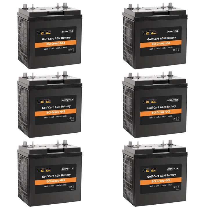 WEIZE Golf Cart Battery, 8V 182AH BCI Group GC8 High Capacity & Maintenance Free Deep Cycle AGM Scrubber Battery WEIZE