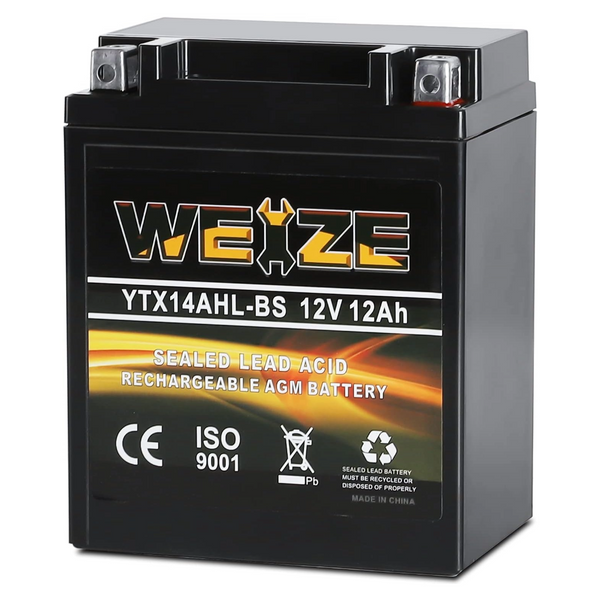 Weize 12V 12Ah High Performance-Rechargeable-Sealed Motorcycle Battery Compatible With Polaris Scrambler, Sportsman 90, Honda Scooters NQ50 Spree,Kawasaki 110 KLX110 Blue WEIZE
