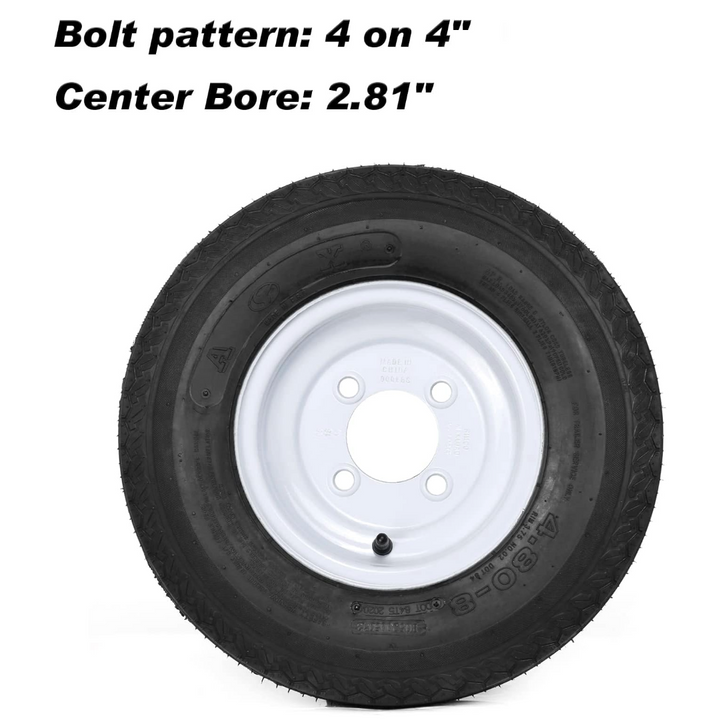 4.80-8 Bias Trailer Tire with 8" Wheel - 4 on 4" - Load Range C (2-PACK) WEIZE