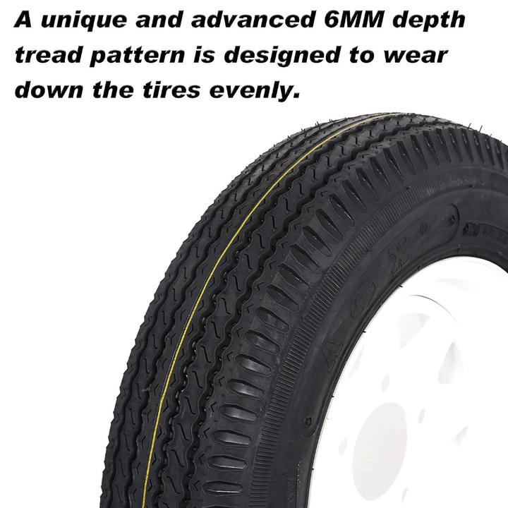 5.30-12 Bias Trailer Tire with 12" Wheel - 5 on 4-1/2" - Load Range C (2-PACK) WEIZE