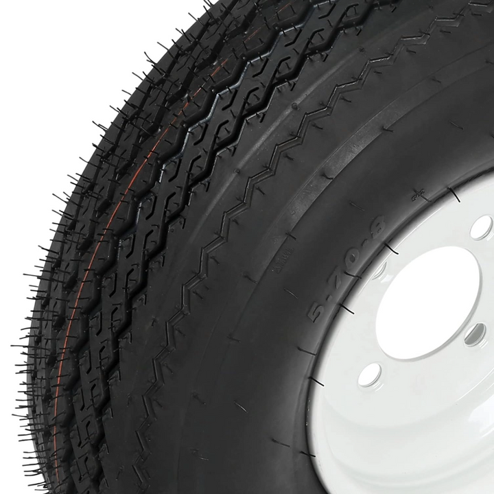 5.70-8 Bias Trailer Tire with 8" White Wheel - 4 on 4" - Load Range C (2-PACK) WEIZE