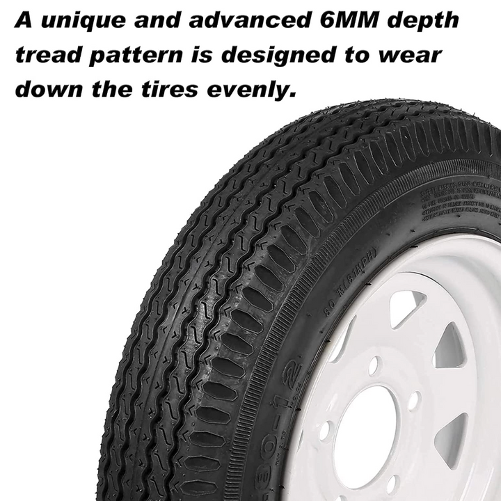 4.80-12 Bias Trailer Tire with 12" Wheel - 5 on 4-1/2" - Load Range C (2-PACK) WEIZE