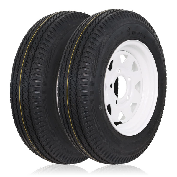 5.30-12 Bias Trailer Tire with 12" Wheel - 5 on 4-1/2" - Load Range C (2-PACK) WEIZE