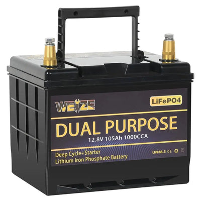 WEIZE 12V 105AH Dual Purpose LiFePO4 Lithium Battery