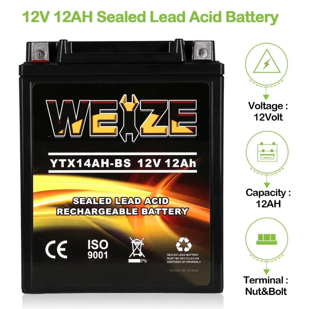 Casil YTX14AH-BS Motorcycle Battery – 12V 12Ah, 280 CCA, Maintenance-Free, For BIMOTA 900CC DB2 (1993-1995)